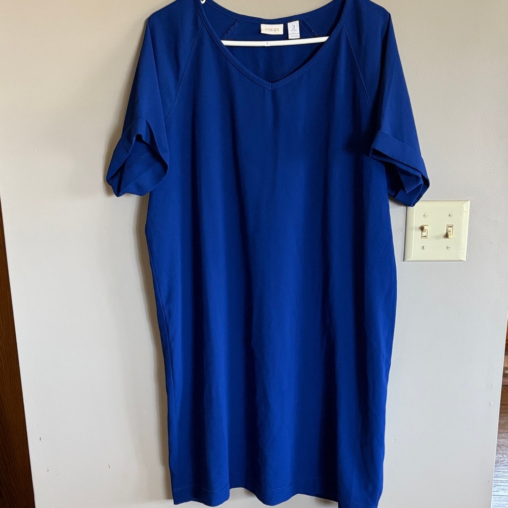 Chico's sz 3 Cobalt V-Neck Dress